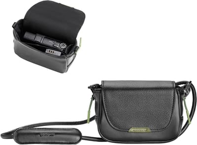 Compacte cameratas met schouderriem, PU-leer met magnetische sluiting voor Ricoh GR en andere camera's - Zwart - Ideaal voor fotografen en onderweg