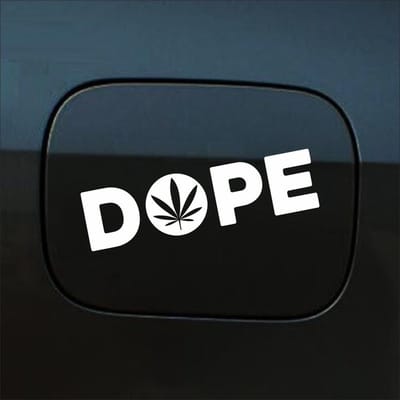 Bumpersticker - Dope - 4,5 X 17 - Wit