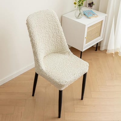 Eettafel en Stoelhoes Gevouwen Elastische Doek Verdikt Antislip Stoelhoes Alle Seizoenen Universeel Kattenkrab Krukhoes 46cm white
