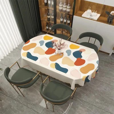 Ovale eettafelhoes waterdicht oliebestendig wasvrij brandwerend PVC-afdekdoek NIEUW opvouwbaar tafelkleed voor huishoudelijk gebruik 138x200cm