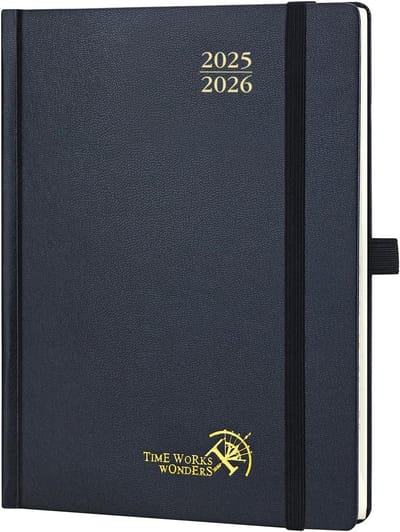 Agenda 2025-2026 School Planner Verticaal 17 Maanden Harde Kaft - Maand- en Weekoverzicht met 30 Minuten Indeling