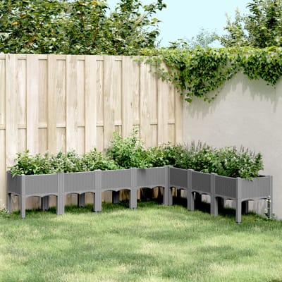 vidaXL - Plantenbak - met - poten - 200x160x42 - cm - polypropeen - lichtgrijs
