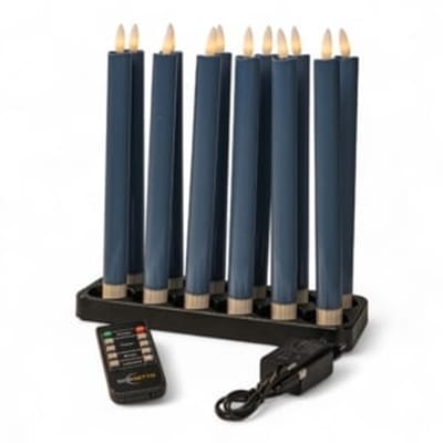 DORSETTO Led dinerkaarsen blauw, oplaadbaar, tot 400 uur brandduur, set van 12