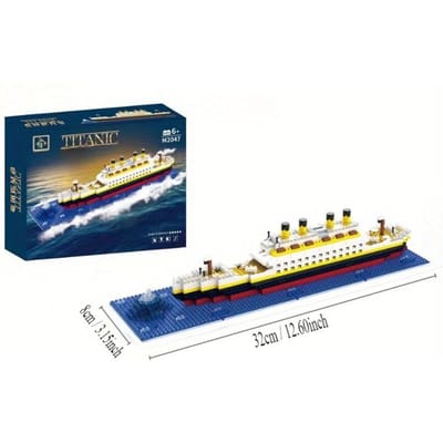 Titanic Micro Bouwstenen DOE-HET-ZELF Gemonteerd Boot Speelgoed Cruise Sieraden Educatief Handgemaakt Model blue