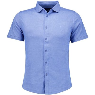 Ragman Overhemd Soft Knit Easy Care Short Sleeve Solid Color Blauw / male