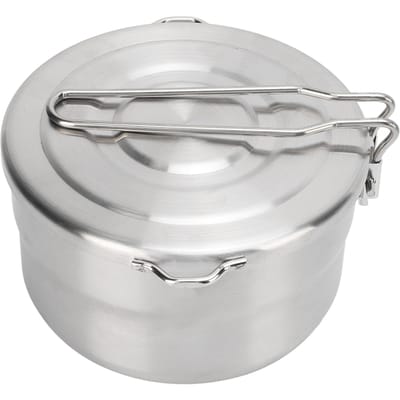 Marmite de camping 1,5 L en acier inoxydable 304 avec poignée pliable et couvercle pour l'extérieur L white