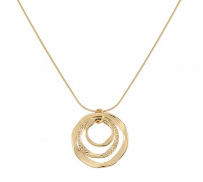 Goudkleurige ketting voor dames met gelaagde ronde hanger in organische vormen – ketting met hanger