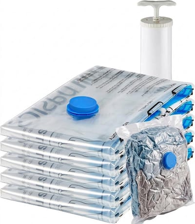 Livatto Vacuümzakken voor Kleding Groot 5-pack - Luchtdicht Ventiel met Handpomp - Ruimtebesparende Opbergzakken 80x60 cm