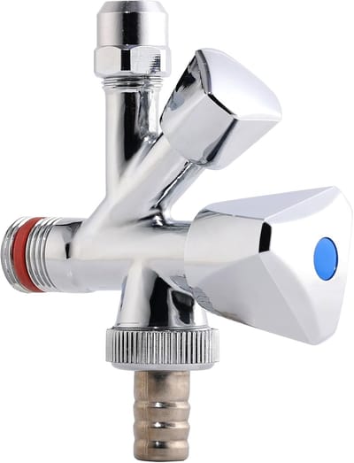 Combi hoekventiel voor koud en warm water, zelfdichtend, 1/2 inch wandaansluiting, 3/8 inch slangaansluiting