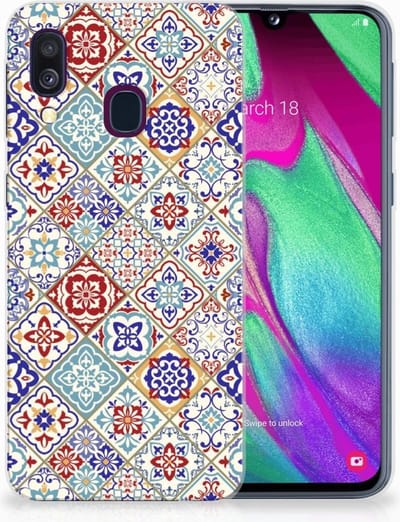 Samsung Galaxy A40 TPU Siliconen Hoesje Tiles Color