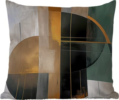 Buitenkussen Weerbestendig - Abstract - Goud - Brons - Groen - Vormen - Modern - 50x50 cm