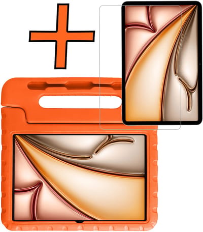 Hoesje - Geschikt voor Apple iPad Air M3/M4 (2025/2026) - 11 inch - Met Screenprotector - Kinderhoes Shockproof Bumper - Kidsproof Case - Tablet Hoes - Kinder Hoes Cover - Oranje