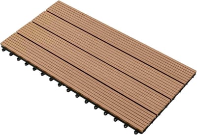 Terrastegels Hout-kunststof - WPC Tegels Balkon - Buiten Vloeren - Snelkoppelingsfunctie - 1.08 m² - Bruin