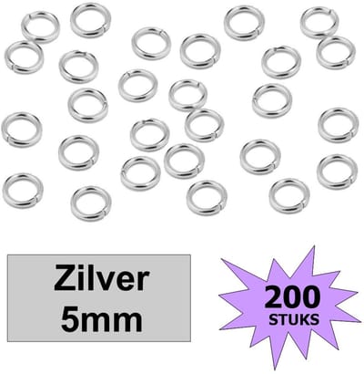 Fako Bijoux® - Oogjes - Ringetjes - RVS - Sieraden Maken - Zilverkleurig - 5mm - 200 Stuks