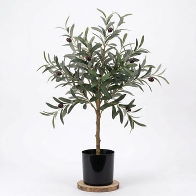 Cheqo® Kunstplant Olijfboom - Kunst Olijfboompje - Olijf Kunstplant - Nepplant - Kunstboom - Nep Olijfboom - voor Binnen - Mediterraan - Kantoorplant - Interieurboom - Decoratie - Sfeerplant