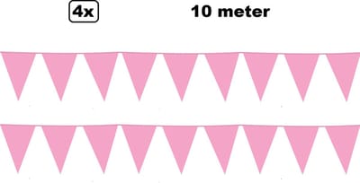 4x vlaggenlijn baby roze 10 meter - Festival thema feest party verjaardag gala jubileum