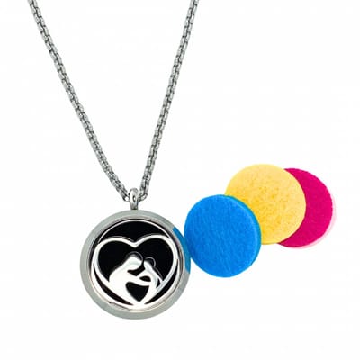 Aroma -Locker -ketting- Moeder kind- 6 kleurtjes-Geurtjes-Zilverkleur - Charme Bijoux