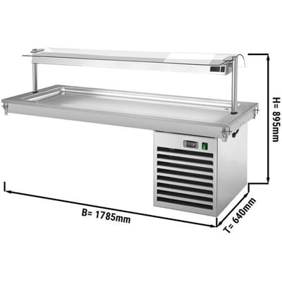 GGM Gastro Einbau Kühlplatte - 1800mm - +2 bis +8 °C - 5x GN 1/1 - 700 Watt - mit Glas-Hustenschutz Zilver