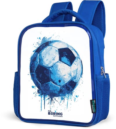 NoBoringSuitcases.com® - Rugzak blauw - Schooltas jongens - Voetbal - Inktspatten - Blauw - Bal - Kinder rugtas jongen - Boekentas kind - Kinderrugzak voor school - Schoolrugzak