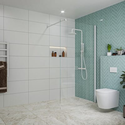 FugaFlow Eccelente Vetro inloopdouche badkamer - 110x200cm - helder glas - wandarm - mat wit