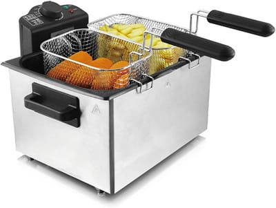 Elektrische Friteuse - Oliebraadpan - Lekker Frituren - Instelbare Temperatuur - 5 Liter Capaciteit - Zilver