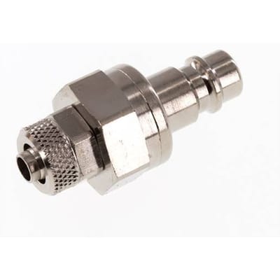 Vernikkeld Messing DN 7.2 (Euro) Luchtkoppeling Insteeknippel 6x8 mm Push-On Double Shut-Off - CLP7-N-BN-SV-P-6
