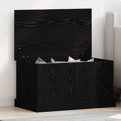 vidaXL - Opslagdoos - Zwart - eiken - 70 - x - 40 - x - 38 - cm - Bewerkt - hout