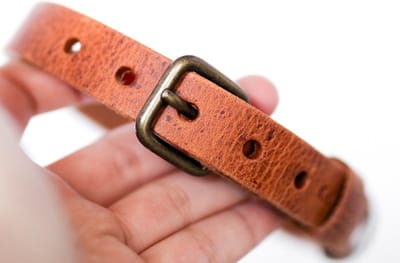 Cooper & Quint No Fuss - Halsband Hond - Leren Halsband Hond - Camel - Oud messing - Extra Small
