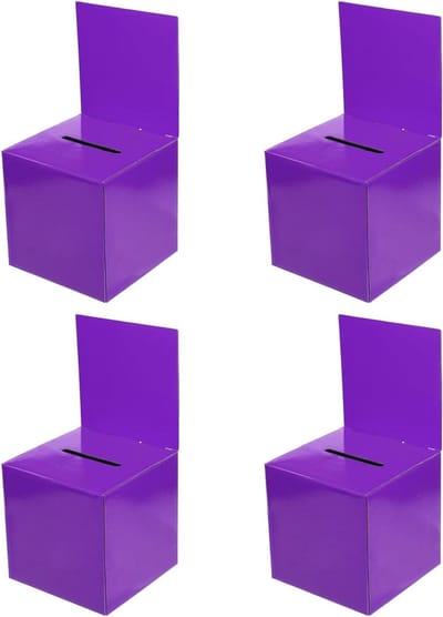 Suggestiebox Karton - Loterij Doos - Verzamelen Ideeën - Verwijderbaar Bord - 4 Stuks 15cm - Paars