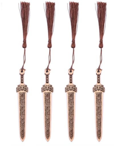 Allecto - Houten Boekenleggers - Vintage Bamboo Bookmark - Gitaarvorm - Duurzaam en Uniek - Perfect voor Boekenliefhebbers - 4 Stuks - Natuurlijke ...