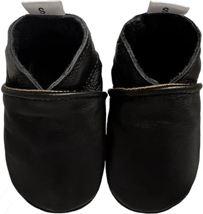 BabySteps Leren Babyslofjes - Zwart - Antislip Suède Zool - Zachte Baby Slofjes - Eerste Stapjes - Jongens & Meisjes - Maat 18/19