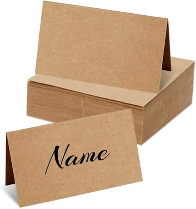 150 Kraftpapier Tafelkaarten - Bruin Naam- en Plaatskaarten 9x10 cm voor Bruiloft en Feest