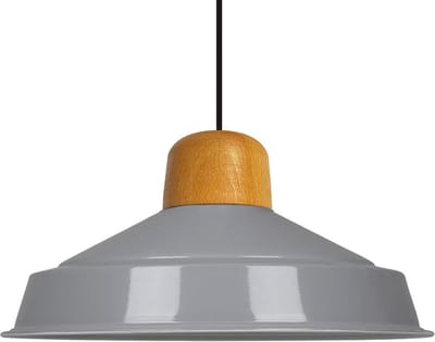 Bamyum Asletl-H Hanglamp Eettafel Hout Ø41 cm, Industriële Vintage Hanglamp, Grijs Metalen Pendelarmatuur