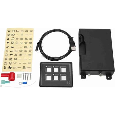 Panneau de Commutation 6P Contrôle par Application Bluetooth Étanche IP66 Rétroéclairage Borne à Anneau à Goujon M4 avec Autocollant pour Bateaux Camping-cars beige