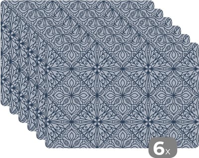 Placemat - Placemats kunststof - Patronen - Ruit - Zwart - Wit - 45x30 cm - 6 stuks - Hittebestendig - Anti-Slip - Onderlegger - Afneembaar