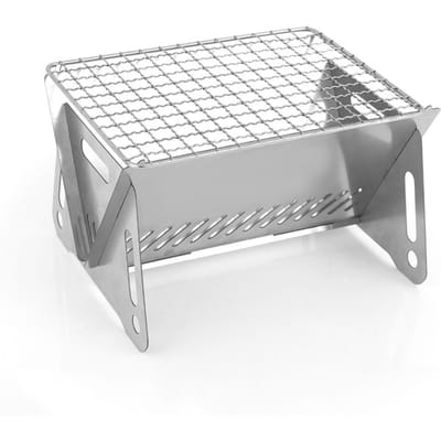 Barbecue de camping pliable, portable et amovible, en acier inoxydable, pour pique-nique gray