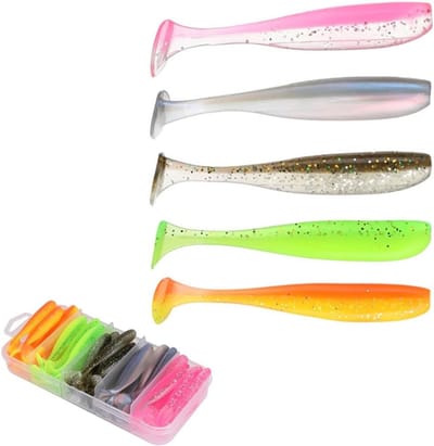Dailygoods- Kunstaas 50 Stuks - Zacht Plastic Swimbait - Paddle Tail - Lokken Zoetwater/Zoutwater - Aantrekkelijk Ontwerp - Hoge Actie - Vishaak