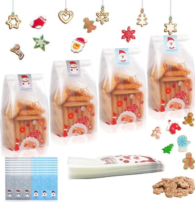 Kerstcadeauzakken, 50 Stuks, Santa Patroon, Snoepzakken, Perfect voor Kerstmis en Nieuwjaar, Ideaal voor Cookies en Geschenken