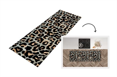 Keukenloper - Loper keuken - Panterprint - Grijs - Bruin - 150x50 cm - Keukenloper vinyl