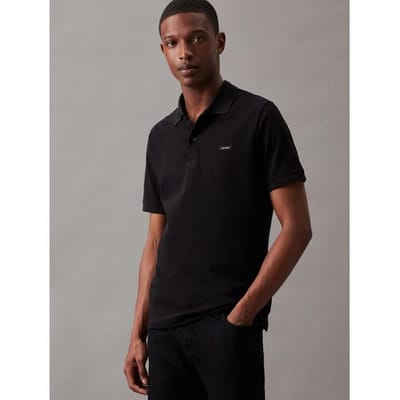 Calvin Klein slanke poloshirt van stretch-piqué met knoopjes, CK black, heren, maat S