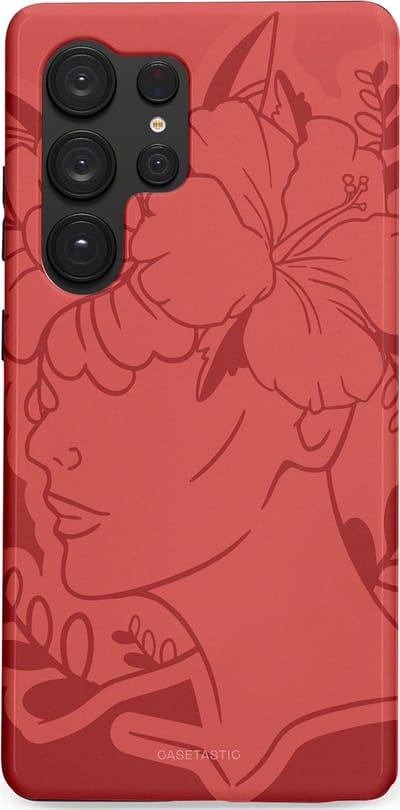 Casetastic hoesje geschikt voor Samsung Galaxy S25 Ultra - Dubbellaagse bescherming - Bloemenfluistering - Fashion Case - Koraal Terracotta