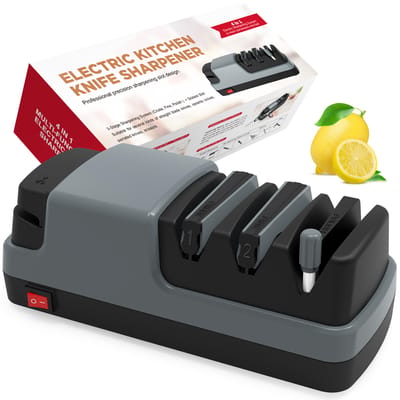 Aiguiseurs Électriques 4 en 1 pour Couteaux à Lame Droite, Couteaux Dentelés, Couteaux en Céramique et Ciseaux pour la Maison US Plug