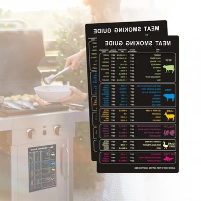Meat Temperature Magnet en BBQ Smoker Gids voor Vlees, Vis en Gevogelte - 2 Stuks voor Perfecte Grillresultaten en Koken met een Pellet Grill