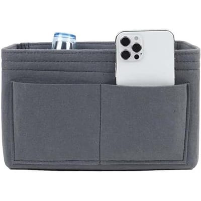 Sac de rangement de maquillage en feutre pour femmes, pour sac à main, sac à main de voyage, sacs à cosmétiques portables, adaptés à divers sacs gris