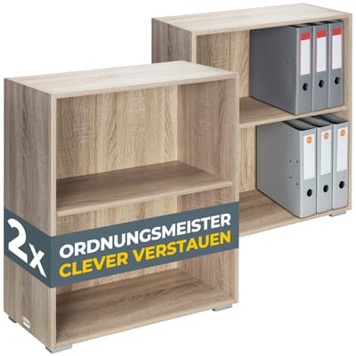 Casaria Boekenkast Set van 2 – 2 Verstelbare Planken - 77x60x28cm Eik