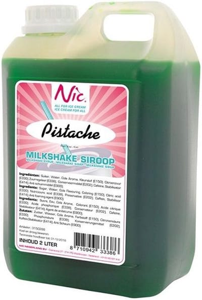 NIC Milkshakesiroop pistache - Fles 2 liter