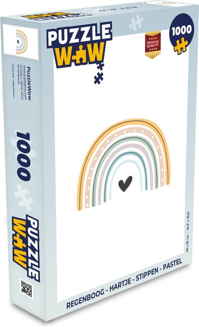 Puzzel Regenboog - Hartje - Stippen - Pastel - Kinderen - Legpuzzel - Puzzel 1000 stukjes volwassenen