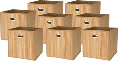 Storage Solutions Opbergmand/kastmand - 8x - 28 liter - naturel - 31 x 31 x 31 cm - Vakkenkast manden - opvouwbaar