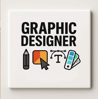 Graphic Designer Keramische Tegel – 15x15cm Creatieve Wanddecoratie Cadeau voor Ontwerpers, Kunstenaars & Kantoor Decoratie