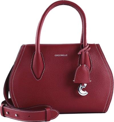 COCCINELLE Leren Schoudertas Handtas Lord Handbag Grained Leather Sangria (rood)paars